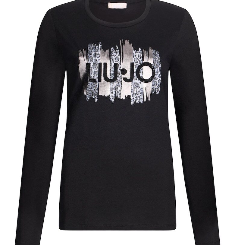 Блуза с дълги ръкави и лого - Черен/Сив Liu Jo