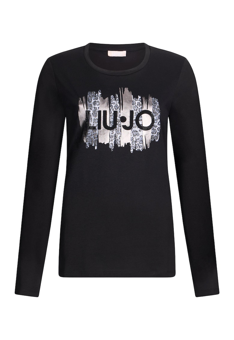 Блуза с дълги ръкави и лого - Черен/Сив Liu Jo