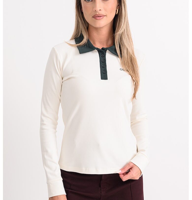 Блуза с контрастна яка - Тъмнозелен/Крем GUESS