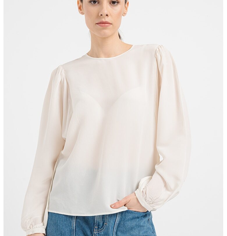 Блуза с коприна Irenne с отвори - Мръснобял BOSS