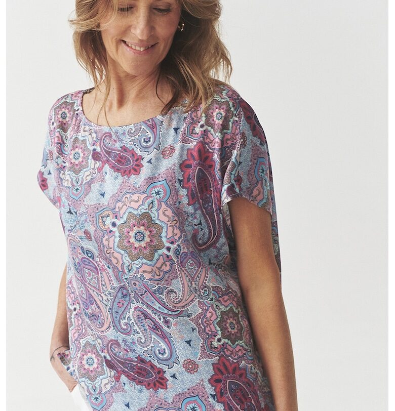 Блуза с къси ръкави и принт - Многоцветен Tatuum