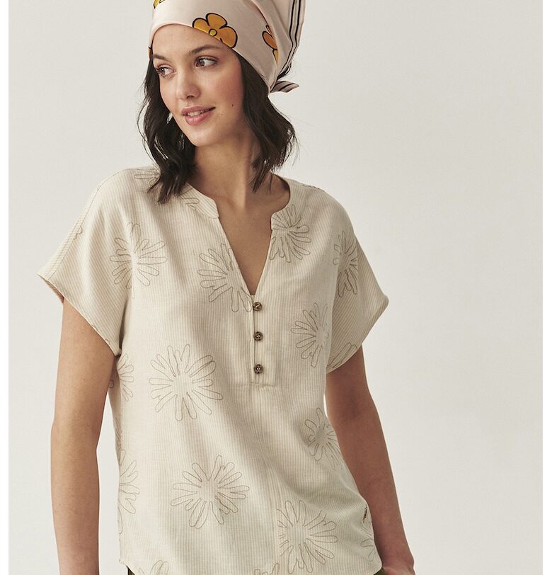 Блуза с лен - Светло бежово Tatuum