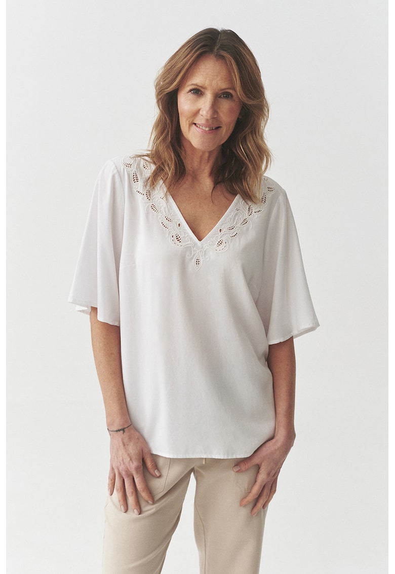 Блуза с лиосел и 3/4 ръкави-пеперуда - Бял Tatuum