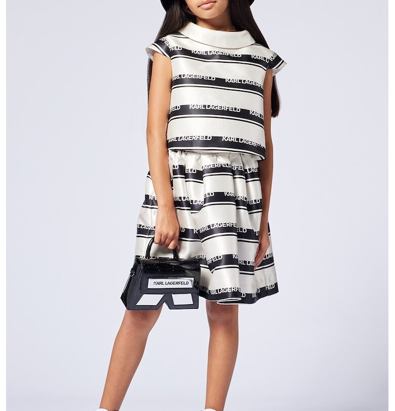 Блуза с лого - Черен/Мръснобял KARL LAGERFELD KIDS