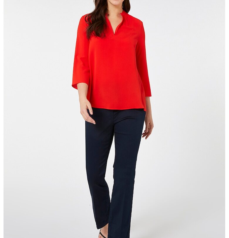 Блуза с ниска яка - Аленочервен ELENA MIRO