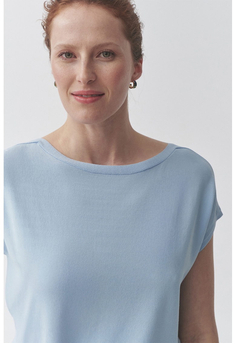 Блуза с овално деколте - Пастелносин Tatuum