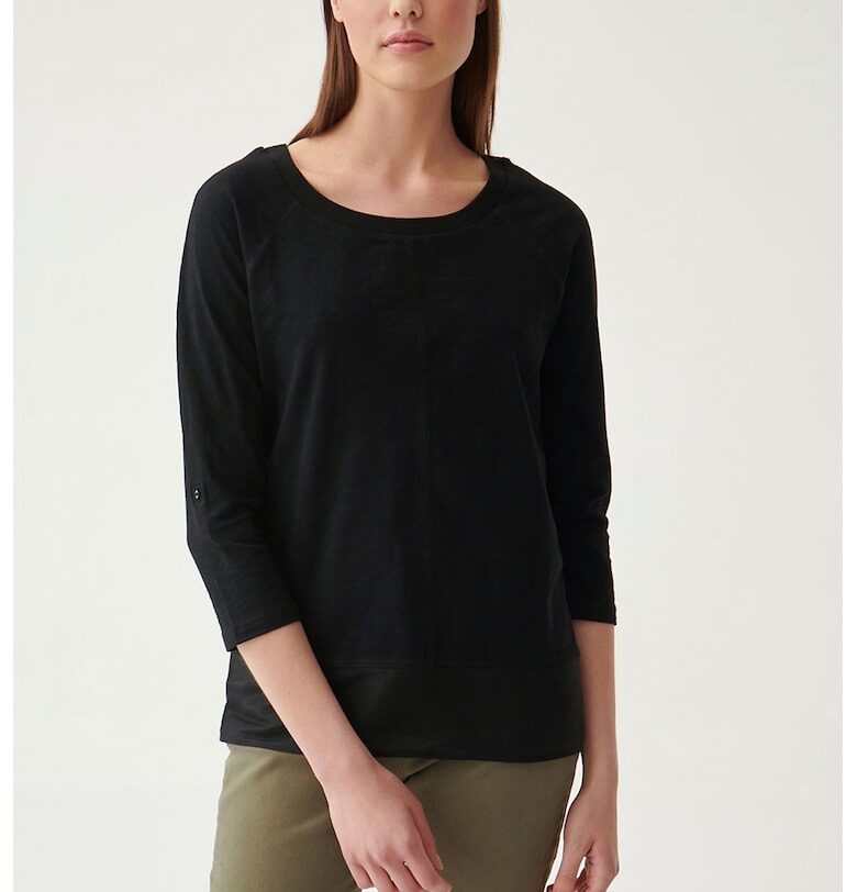 Блуза с овално деколте и 3/4 ръкави - Черен Tatuum