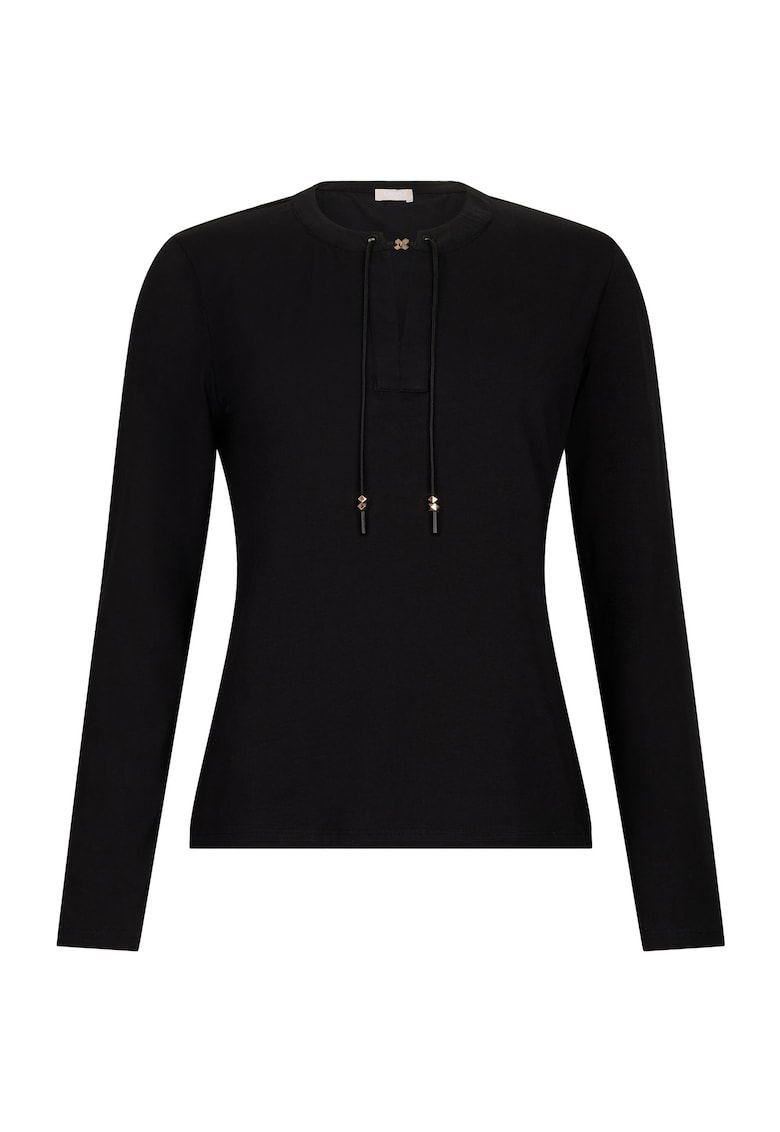 Блуза с овално деколте и връзка - Черен Liu Jo