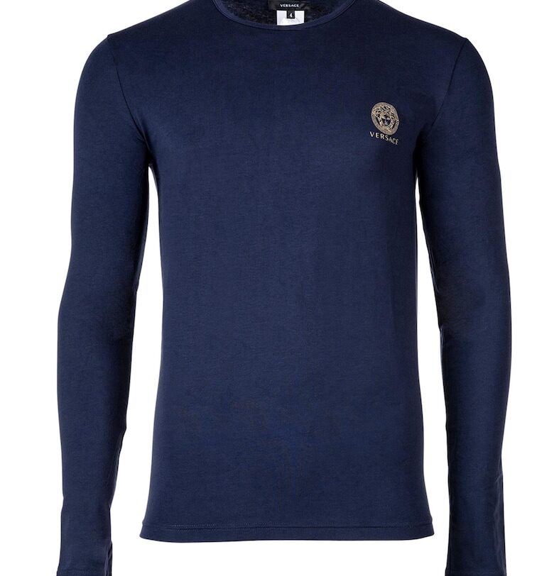 Блуза с овално деколте и лого Versace