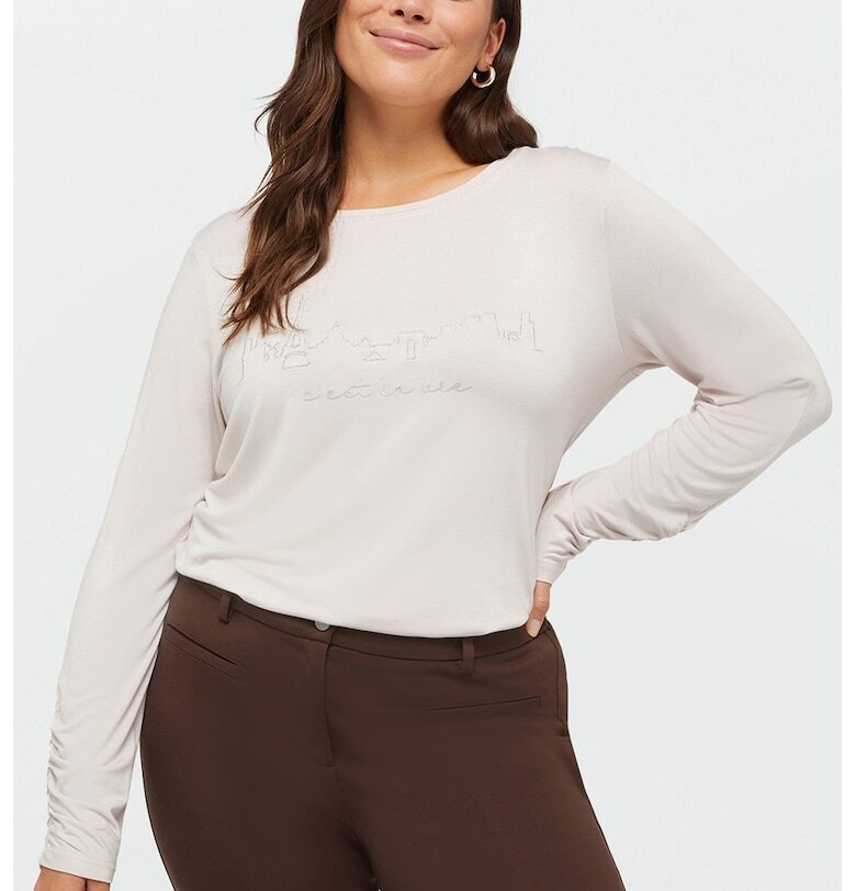 Блуза с принт с цепки встрани - Слонова кост Fiorella Rubino