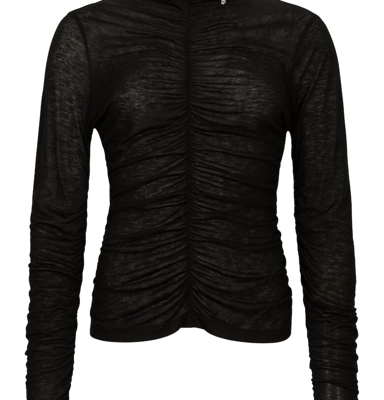 Блуза с рюш и ниска яка - Черен Liu Jo