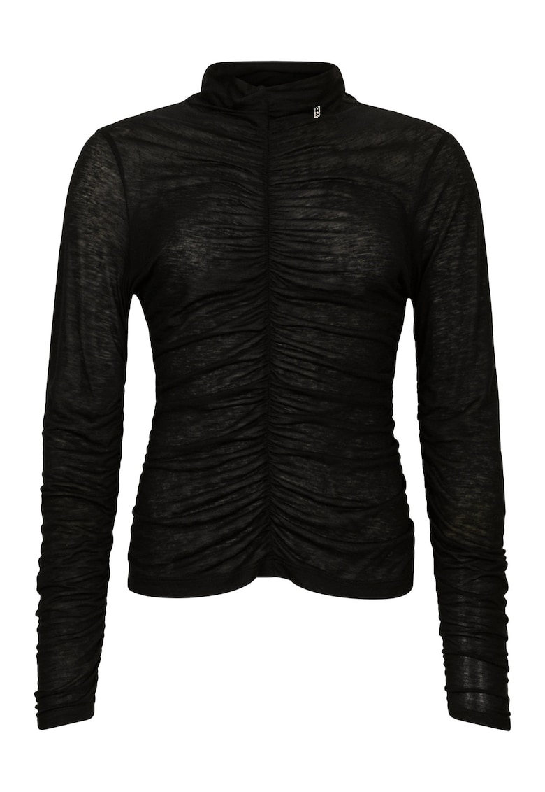 Блуза с рюш и ниска яка - Черен Liu Jo