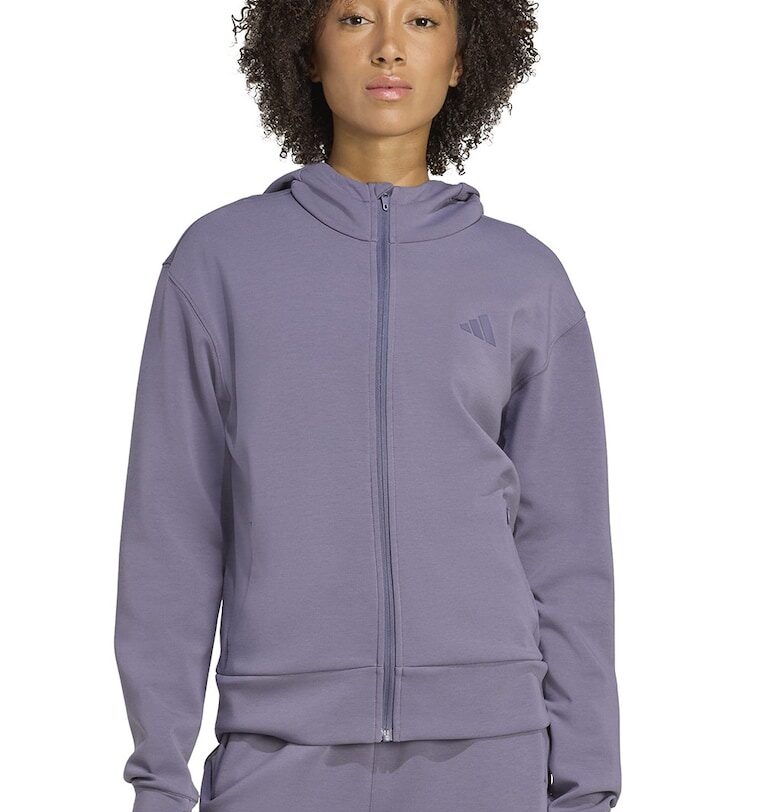 Блуза с цип и джобове встрани - Тъмно лилаво adidas Performance