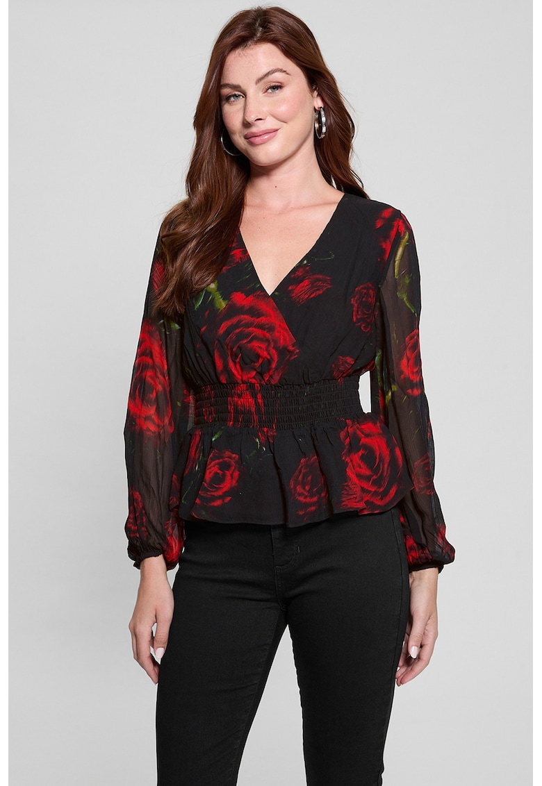 Блуза с шпиц - Червен/Черен GUESS