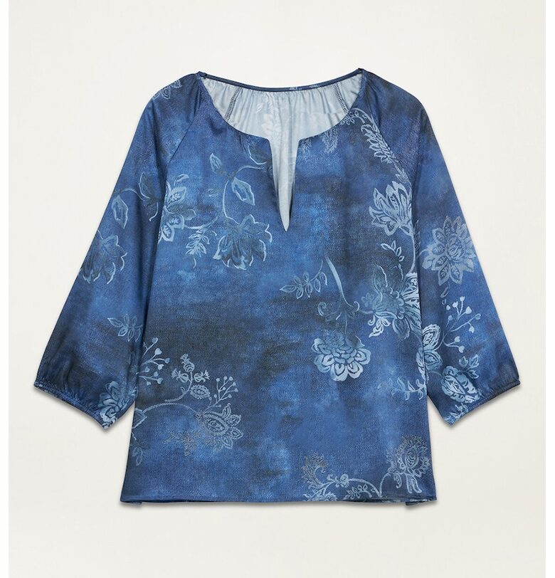 Блуза с щампа и ръкави реглан - Тъмносин Oltre