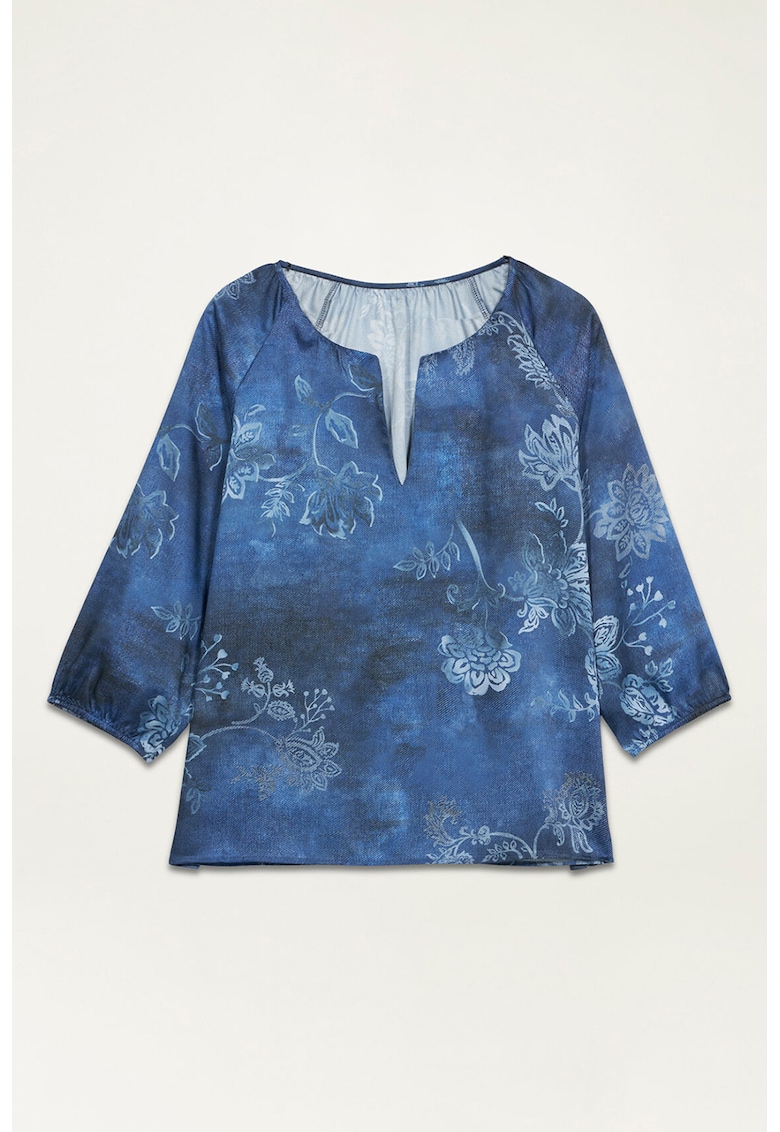 Блуза с щампа и ръкави реглан - Тъмносин Oltre