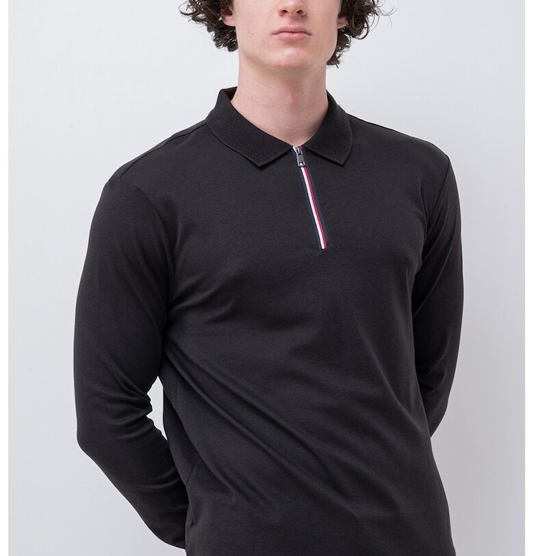 Блуза с яка с къс цип - Черен Tommy Hilfiger