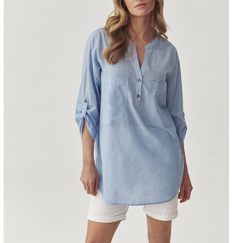 Блуза тип туника с джобове - Пастелносин Tatuum