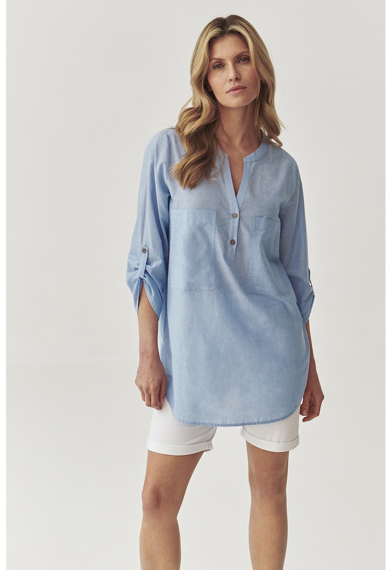 Блуза тип туника с джобове - Пастелносин Tatuum