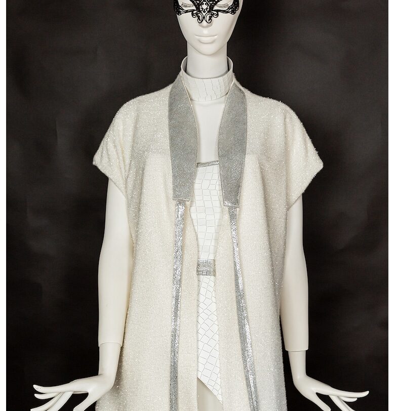 Бляскава жилетка с кожа - Слонова кост AS Negulescu