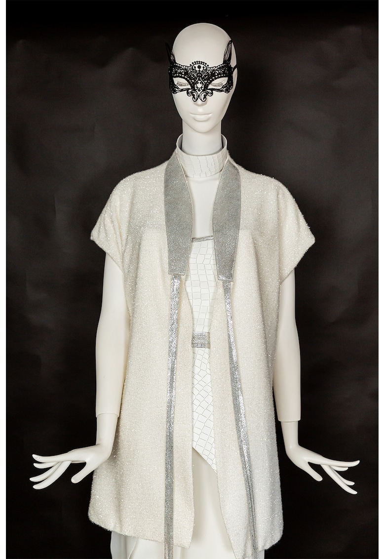 Бляскава жилетка с кожа - Слонова кост AS Negulescu