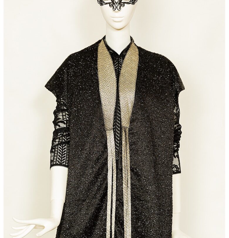 Бляскава жилетка с кожа - Черен AS Negulescu