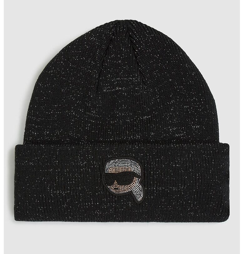 Бляскава шапка с вълна - Черен меланж Karl Lagerfeld
