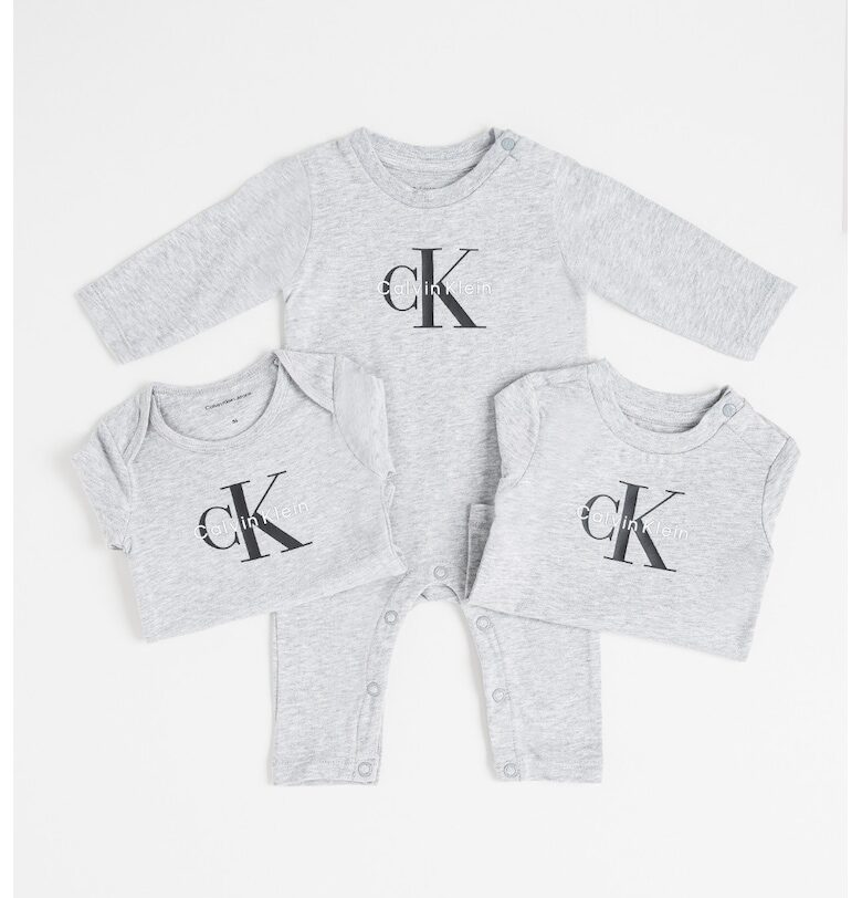 Боди с памук - 3 броя - Сив меланж CALVIN KLEIN