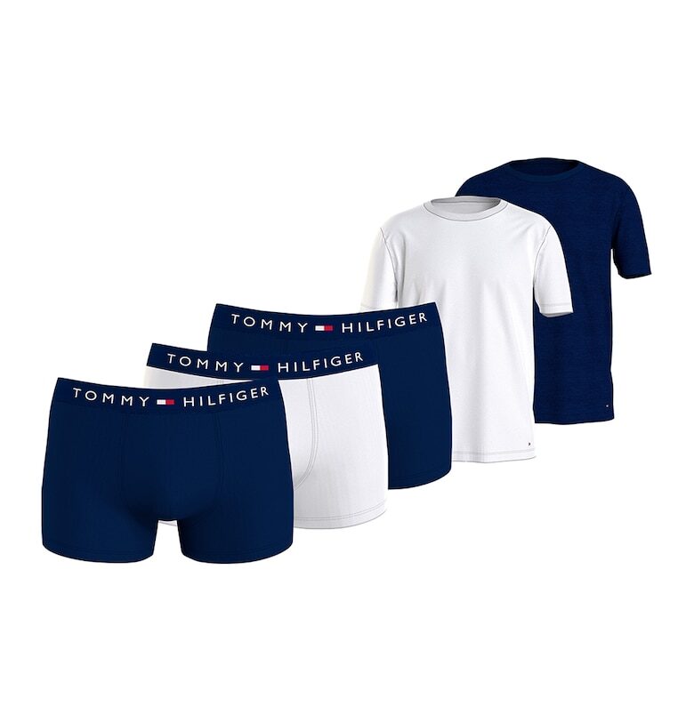 Боксерки и тениска - 5 части - Бял/Син Tommy Hilfiger