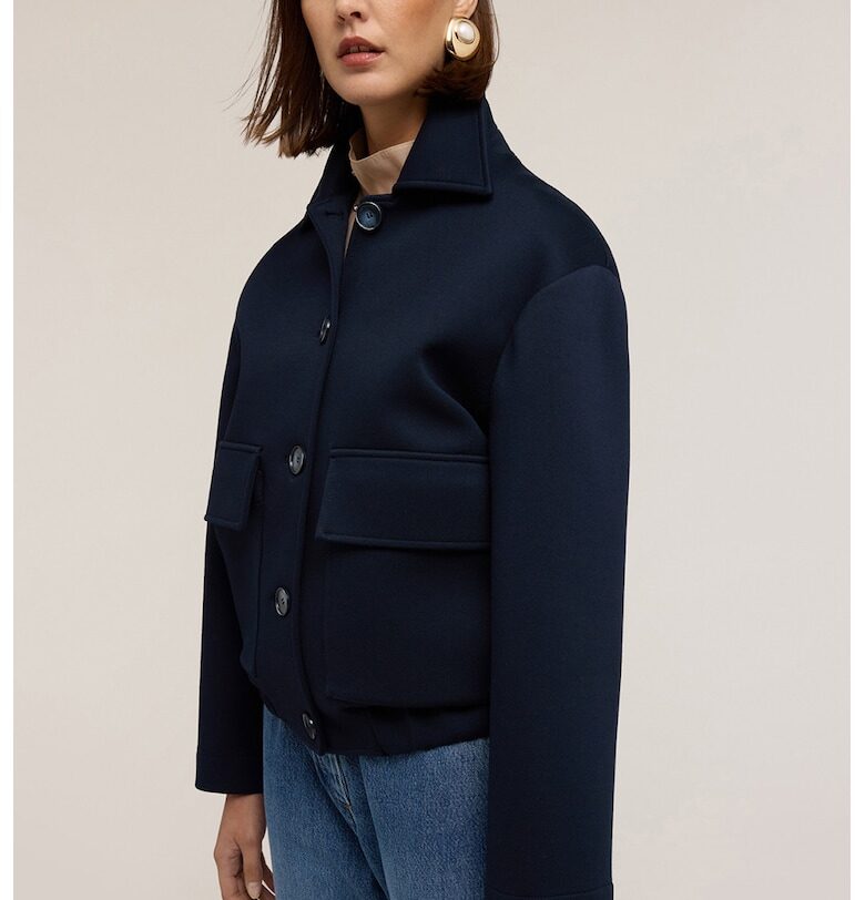 Бомбър яке с копчета и джобове - Ултрамарин синьо Motivi