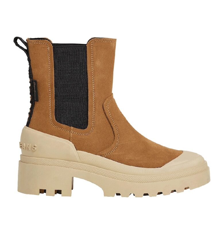 Боти Chelsea с масивен ток - Черен/Карамел Pepe Jeans London