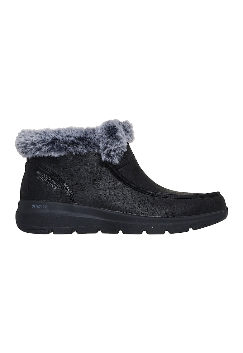 Боти Glacial Ultra Cozy Getaway тип Slip-Ins с еко пух - Черен Skechers