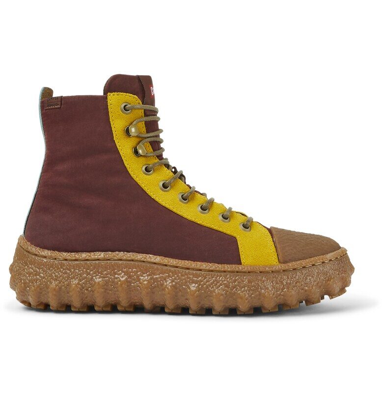 Боти Ground 329 с кожа - Бордо/Жълт Camper