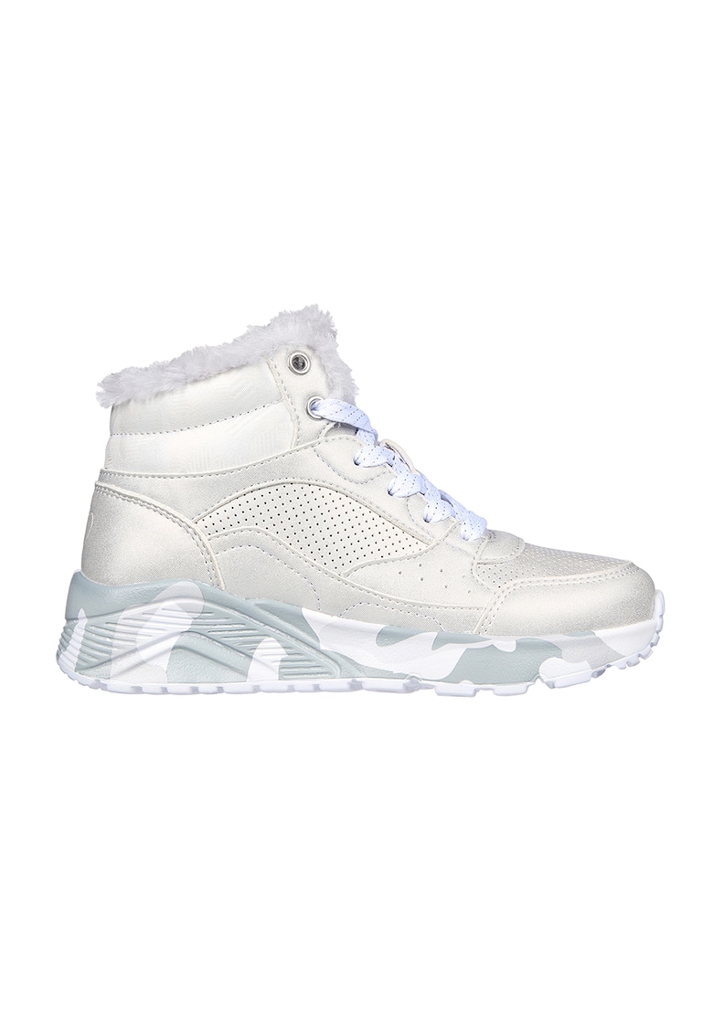 Боти Uno Lite от еко кожа с еко пух - Бял/Сив/Сребрист Skechers