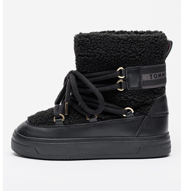 Боти от еко велна с еко кожа - Черен Tommy Hilfiger