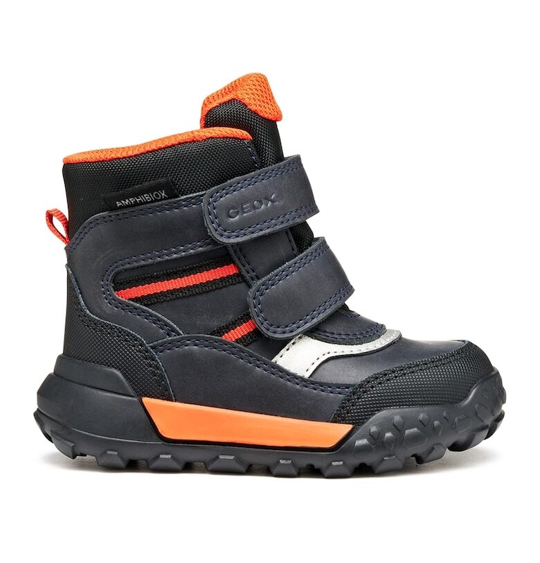 Боти от еко кожа с велкро - Оранжев/Ултрамарин синьо Geox