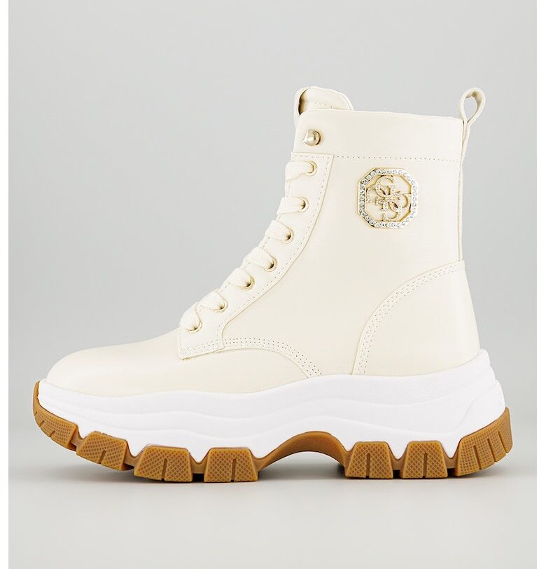 Боти от еко кожа с декоративни камъни - Крем GUESS