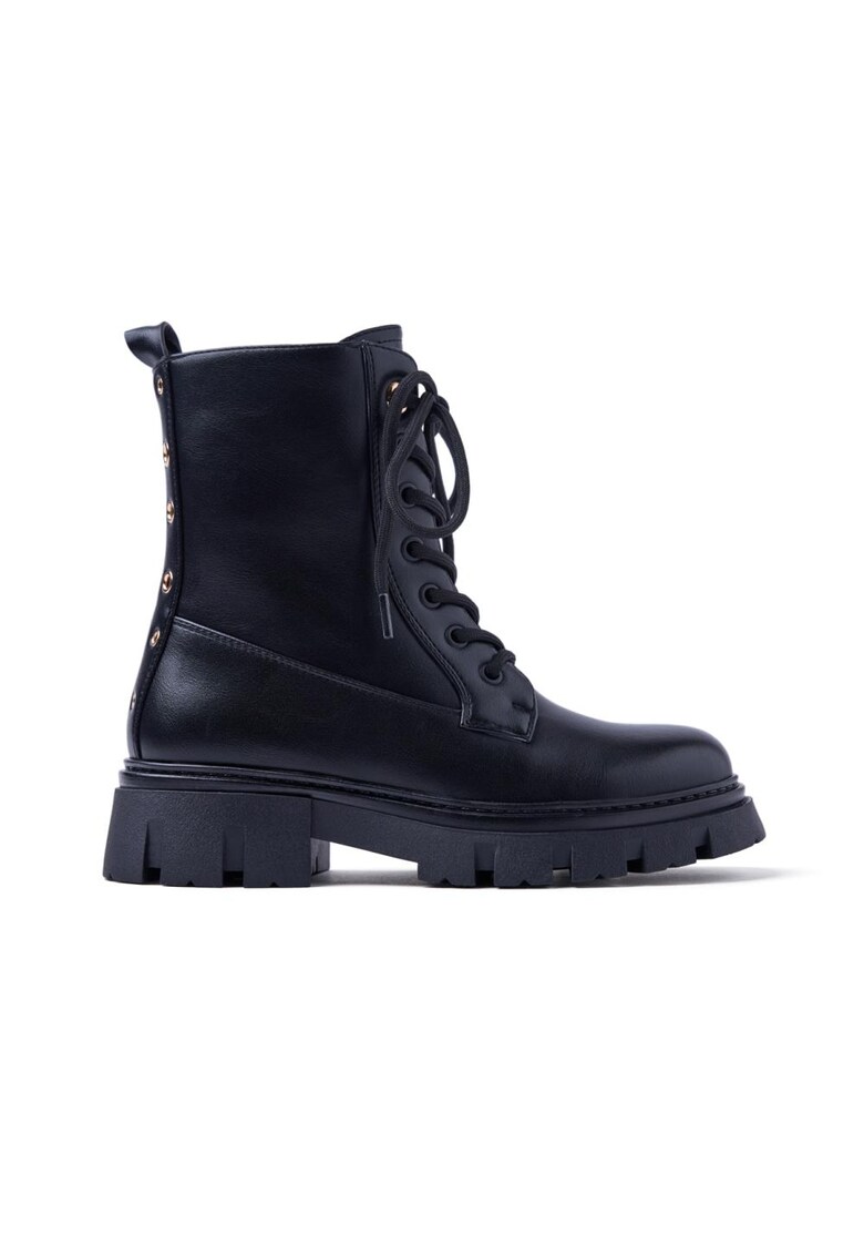 Боти от еко кожа с метални отвори - Черен Gioseppo