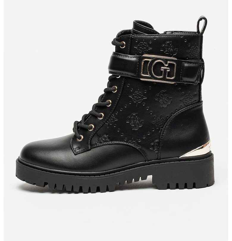 Боти от еко кожа с метално лого - Черен/Сребрист GUESS