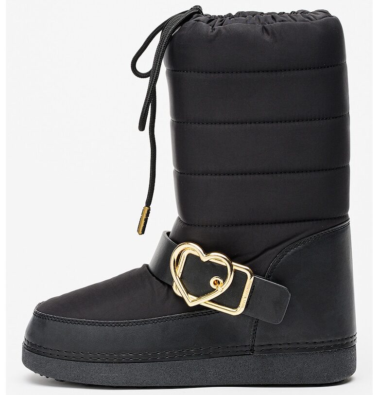 Боти от еко кожа с равна платформа - Черен Love Moschino