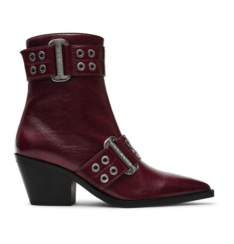 Боти от еко кожа с ток - Тъмночервен Steve Madden