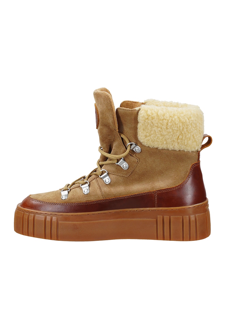 Боти от кожа и велур Snowmont - Светло кафяво/Карамел Gant