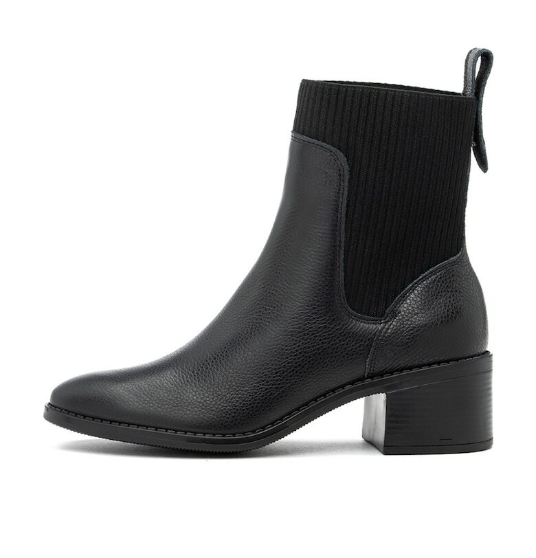 Боти от кожа и текстил - Черен RYLKO