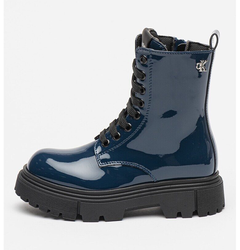 Боти от лачена еко кожа - Черен/Тъмносин CALVIN KLEIN