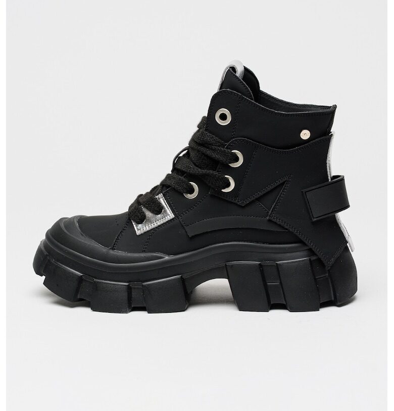 Боти от набук с масивен ток - Черен GOE