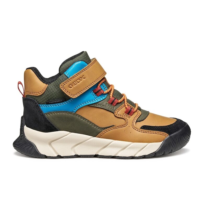 Боти с велкро и велур - Карамел/Светлосин/Папратово зелено Geox