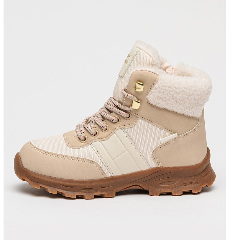 Боти с връзки и еко пух - Бежов/Мръснобял Tommy Hilfiger