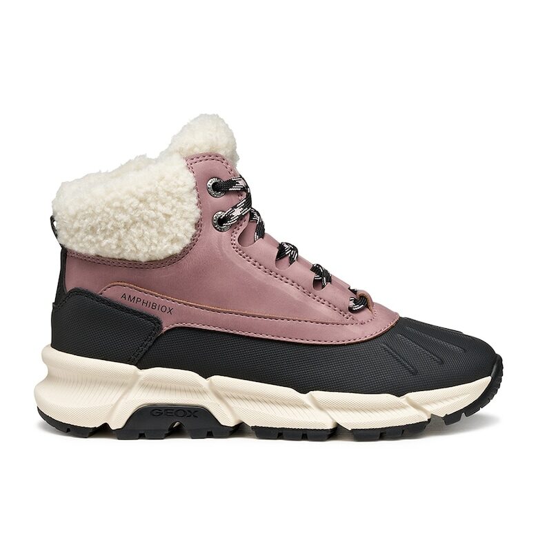 Боти с еко пух - Черен/Прашно розово Geox