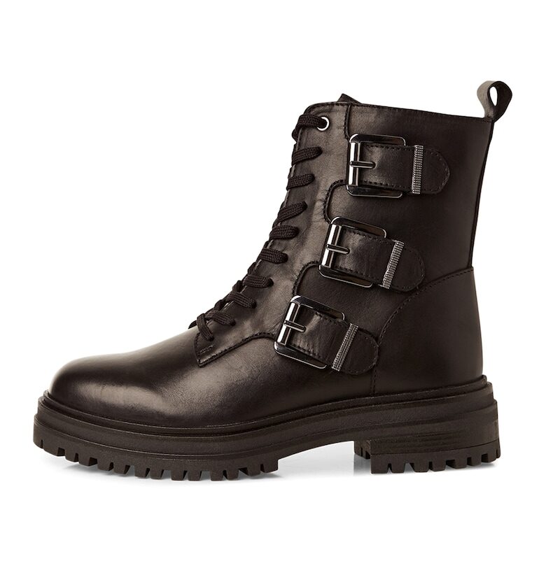 Боти с каишка с тока - Избеляло черно Marco Tozzi