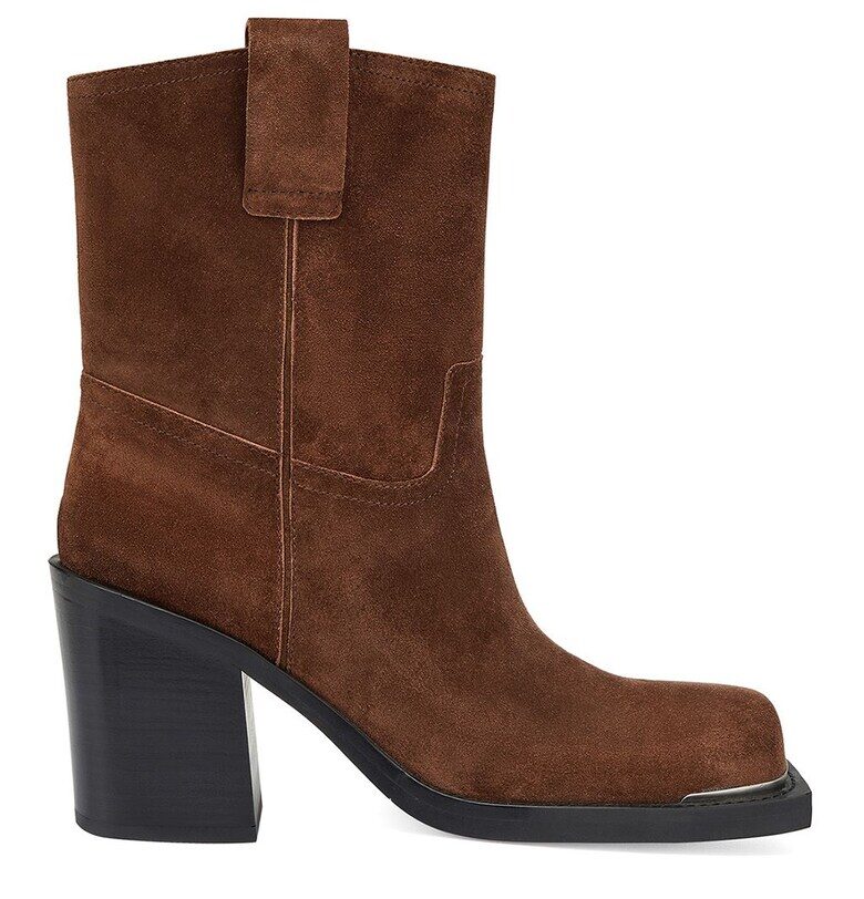 Боти с квадратен връх и масивен ток - Канелено кафяво Potamy